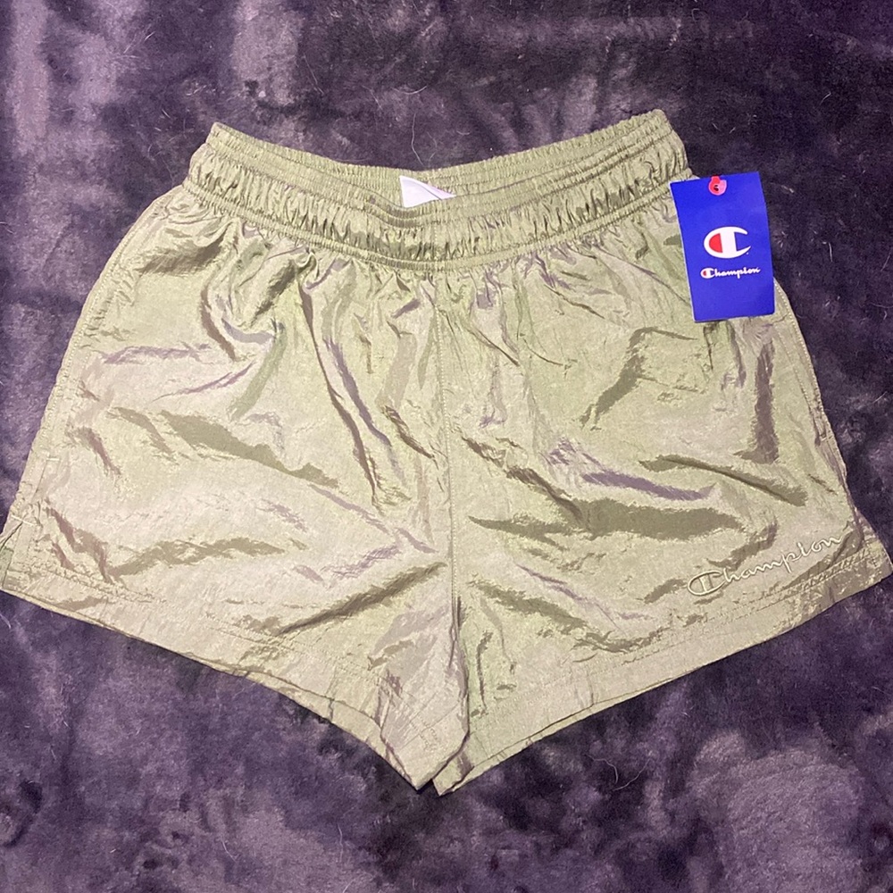 NEW S Olive Green Champion UO Exclusive Woven Taslan 3” Short LIMITED EDITION